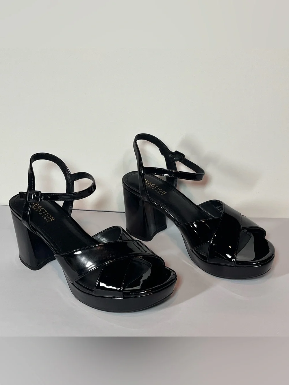 Reaction by Kenneth Cole Patent Platform Heeled Sandals